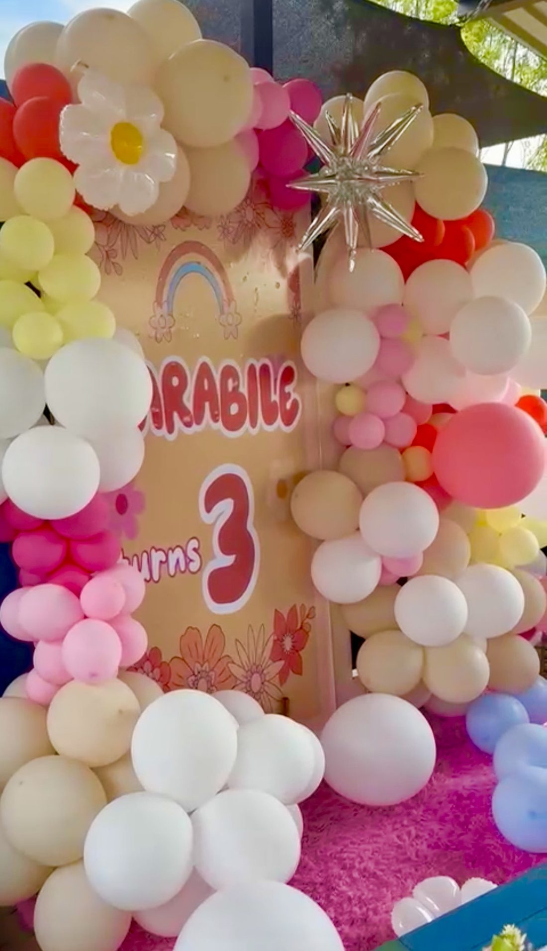 Birthday balloon arch decor